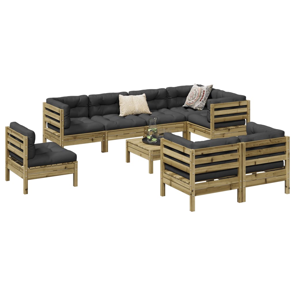 9-dijelni set vrtnih sofa s jastucima od impregnirane borovine