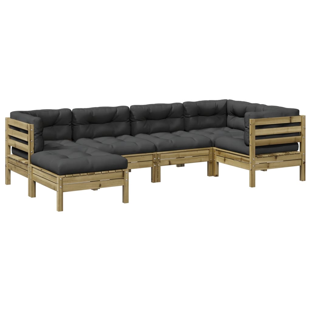 6-dijelni set vrtnih sofa od impregnirane borovine s jastucima