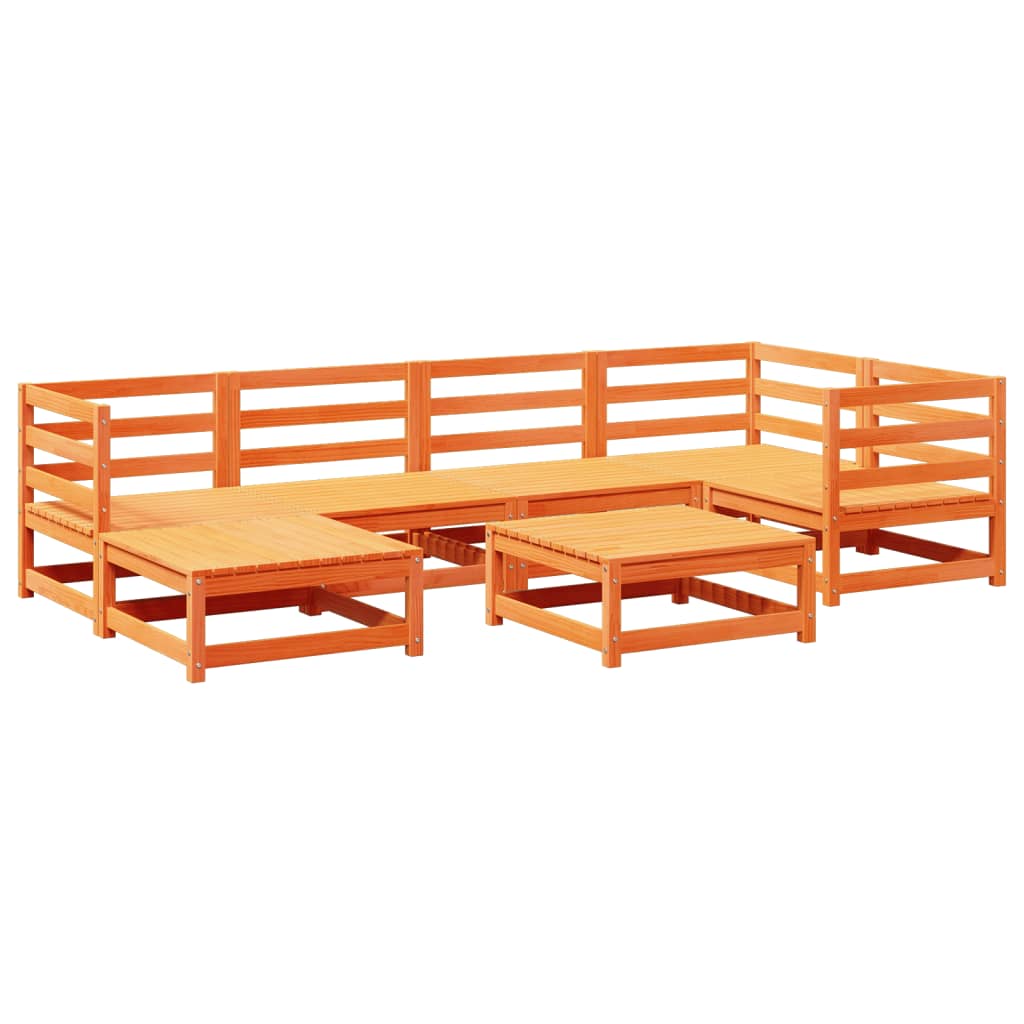 7-dijelni set vrtnih sofa voštano smeđi od masivne borovine