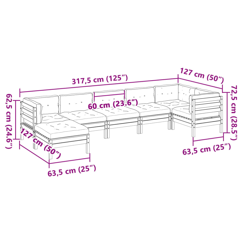 7-dijelni set vrtnih sofa s jastucima masivno drvo duglazije