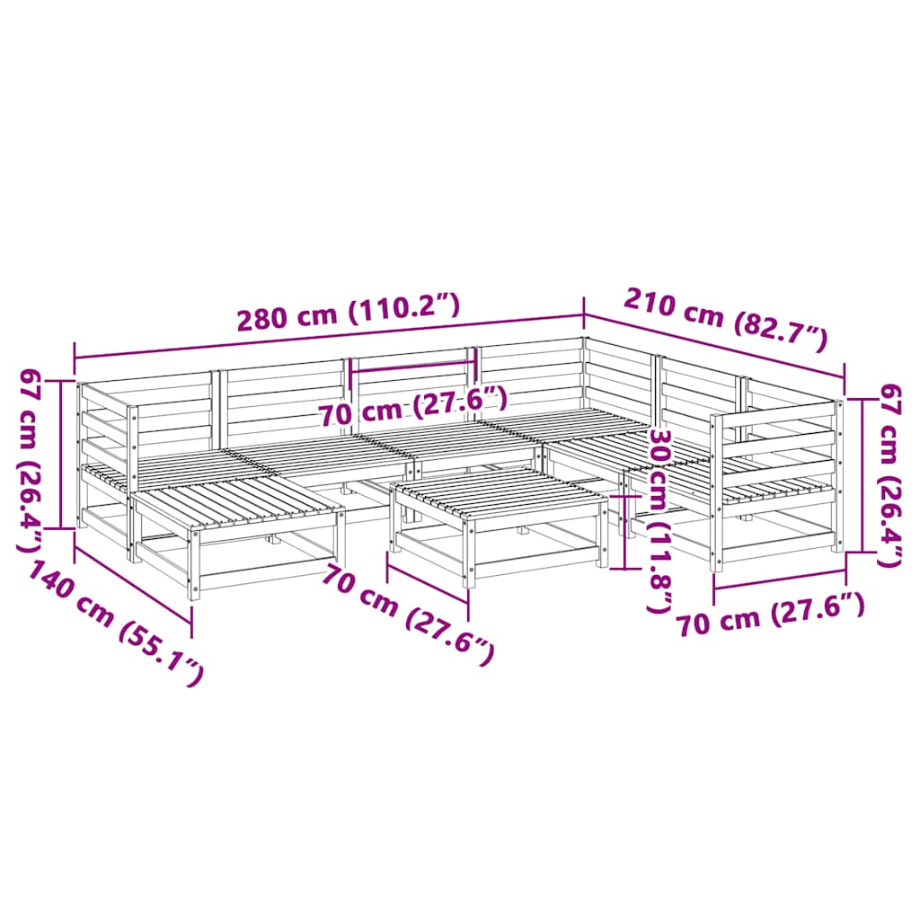 8-dijelni set vrtnih sofa od impregnirane borovine