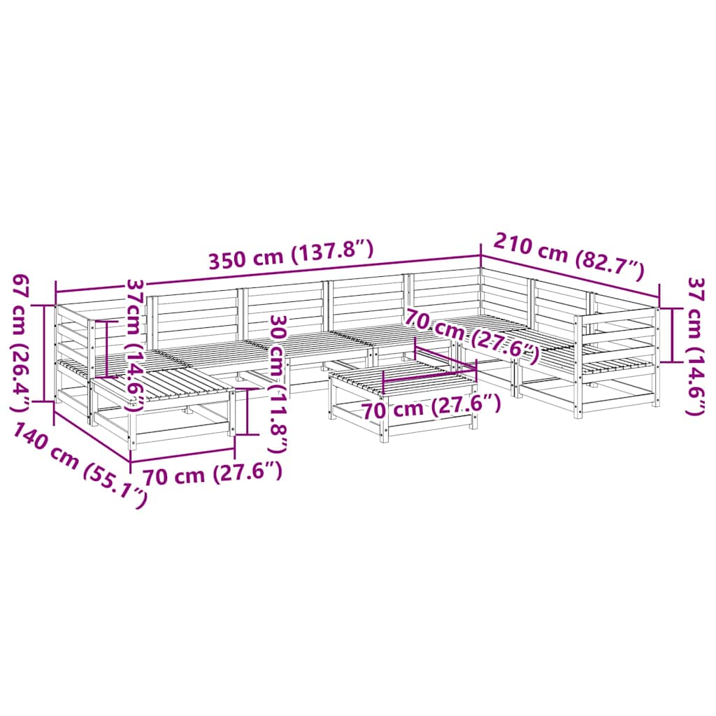 9-dijelni set vrtnih sofa od masivne borovine