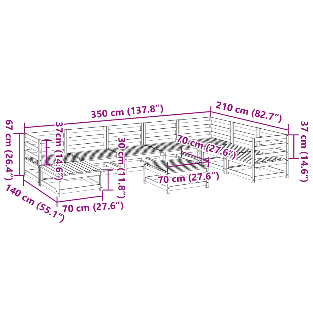 9-dijelni set vrtnih sofa od impregnirane borovine