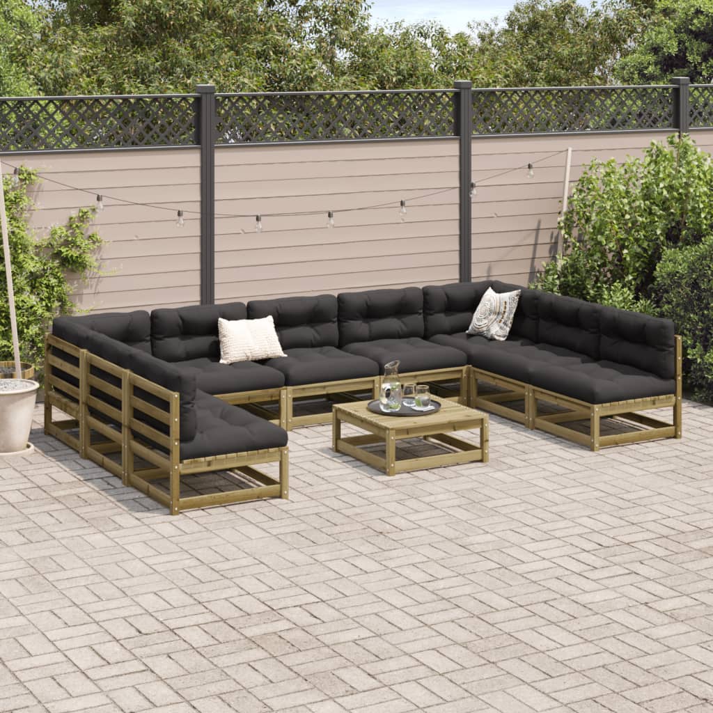 10-dijelni set vrtnih sofa od impregnirane borovine