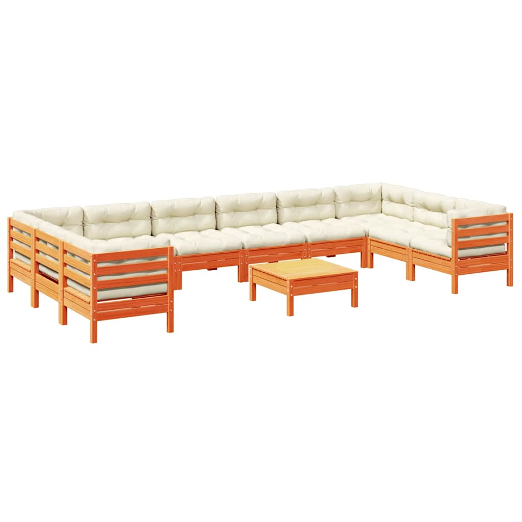 11-dijelni set vrtnih sofa s jastucima voštano smeđi borovine