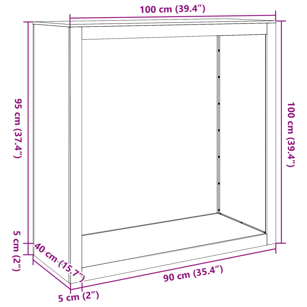 Stalak za drva za ogrjev crni 100 x 40 x 100 cm čelični