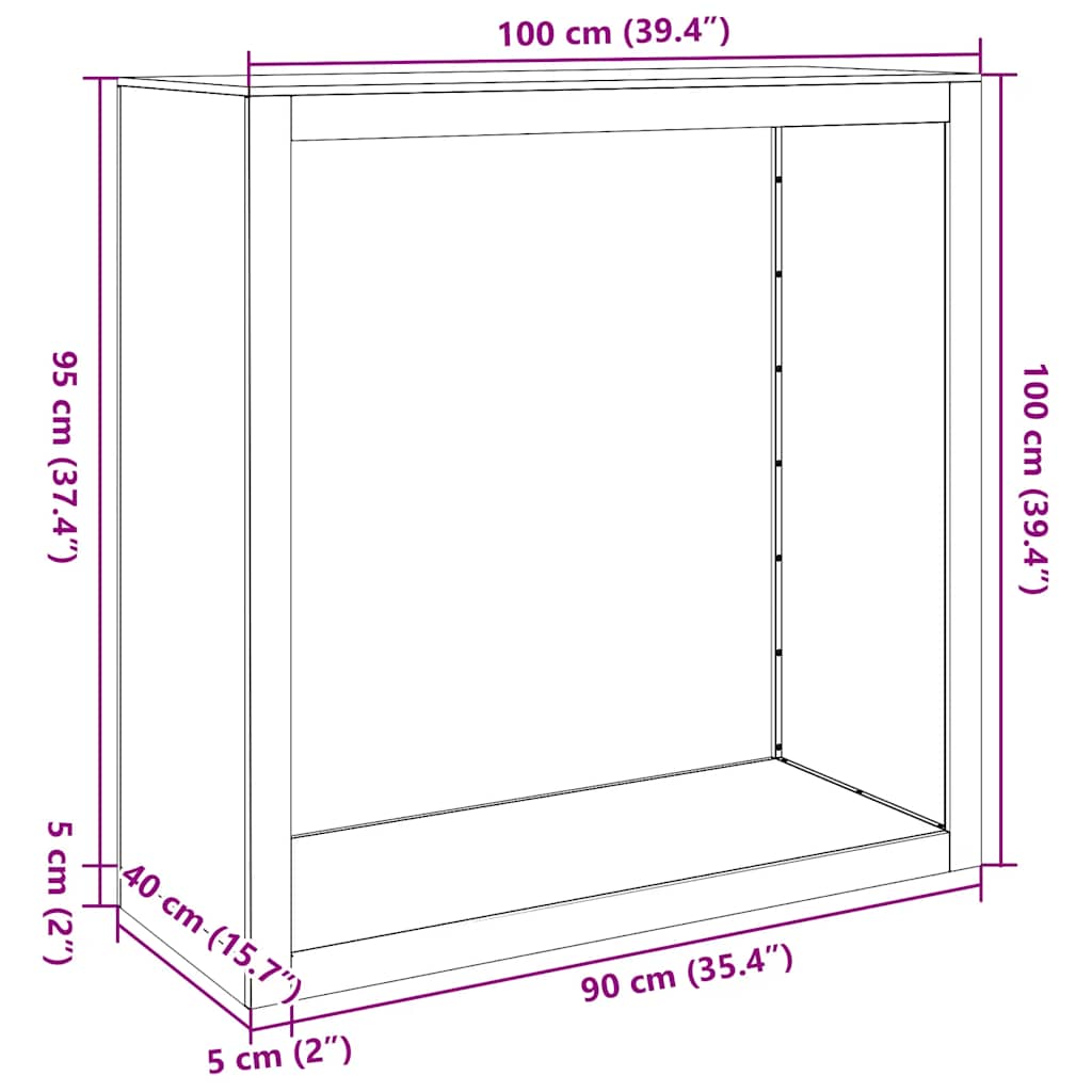 Stalak za drva za ogrjev 100x40x100 cm od pocinčanog čelika