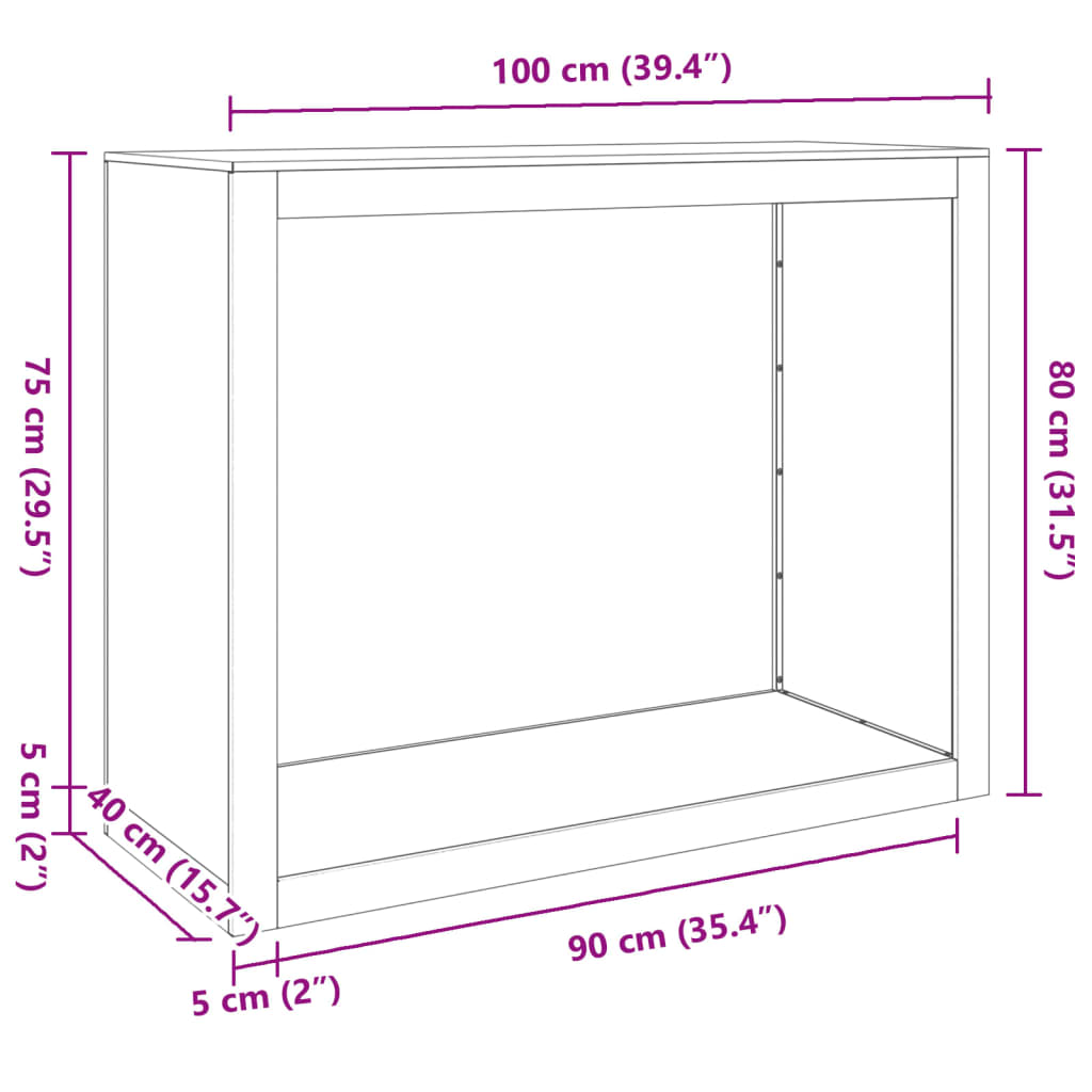 Stalak za drva za ogrjev 100x40x80 cm od nehrđajućeg čelika