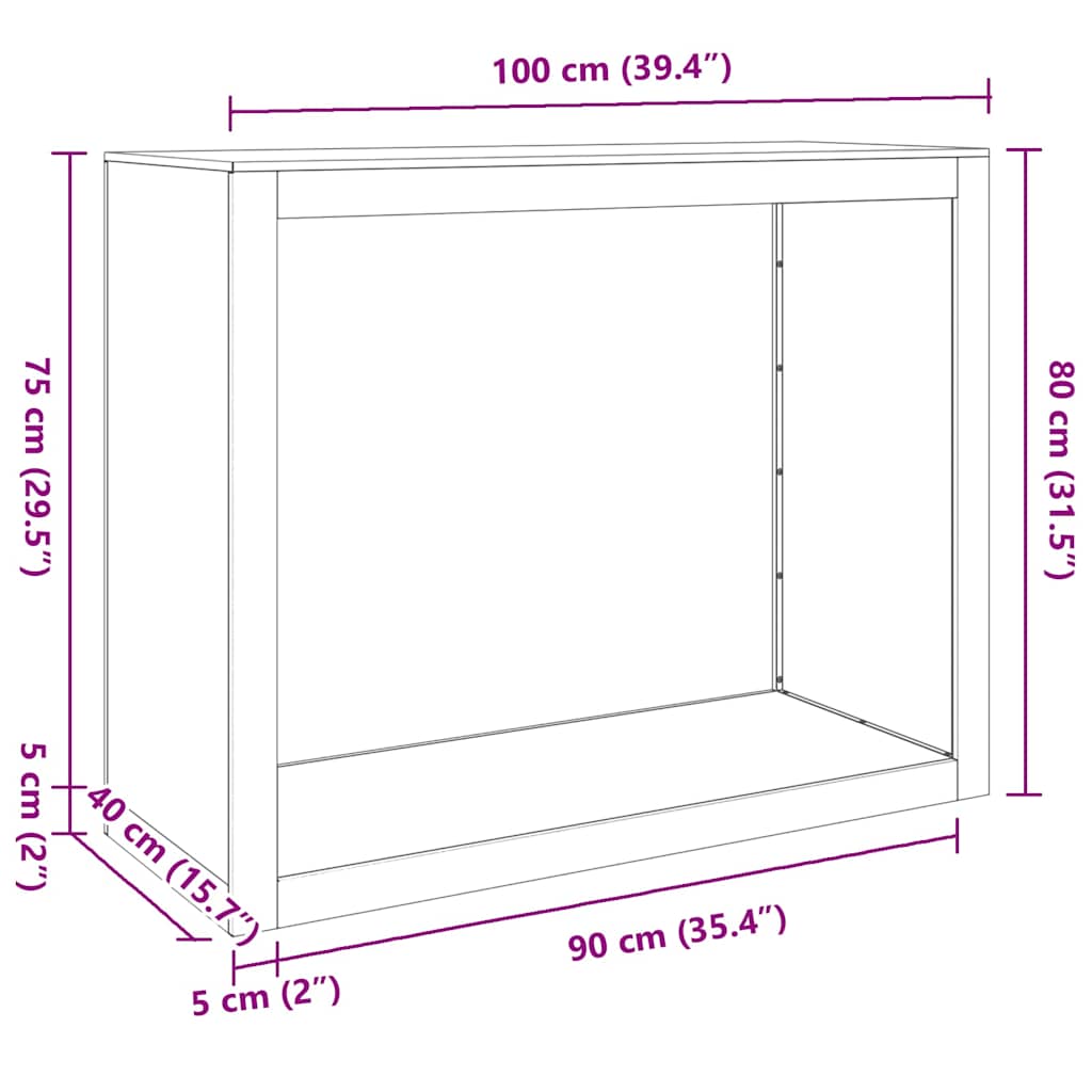Stalak za drva za ogrjev 100x40x80 cm od pocinčanog čelika