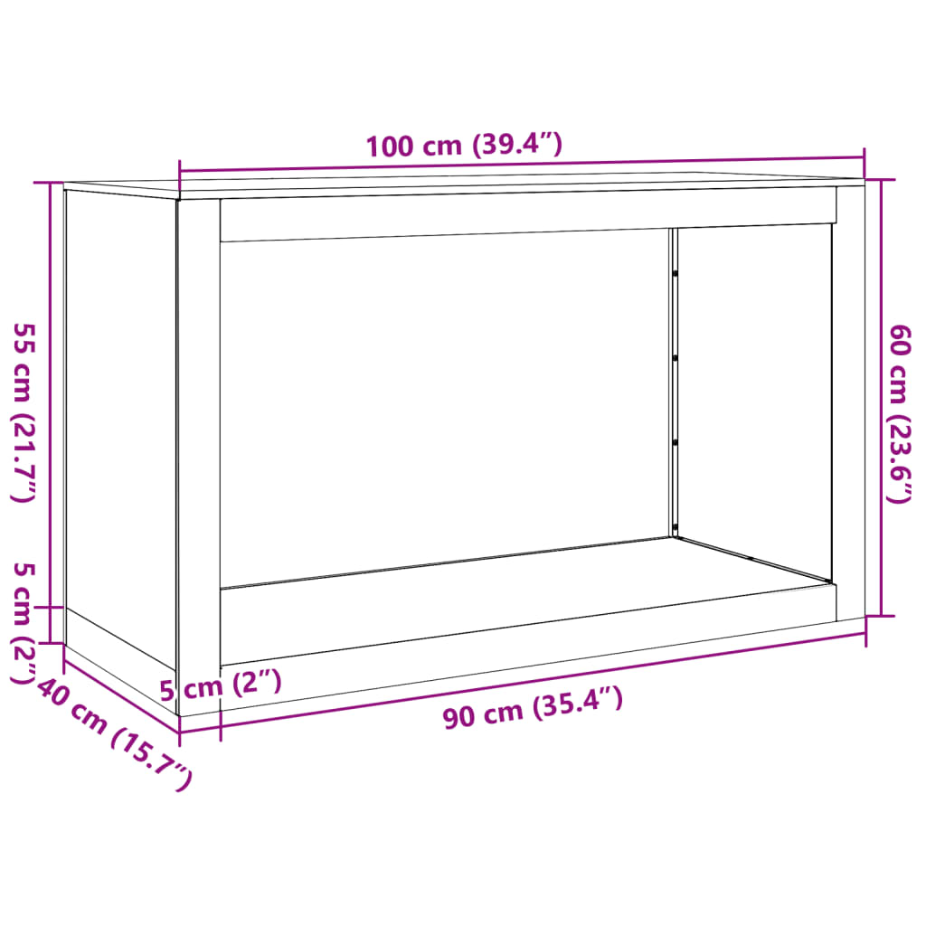 Stalak za drva za ogrjev antracit 100x40x60 cm čelični