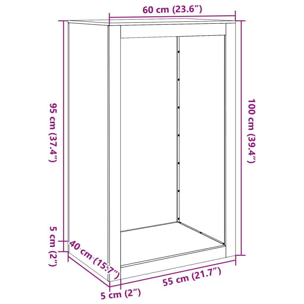Stalak za drva za ogrjev bijeli 60x40x100 cm čelični