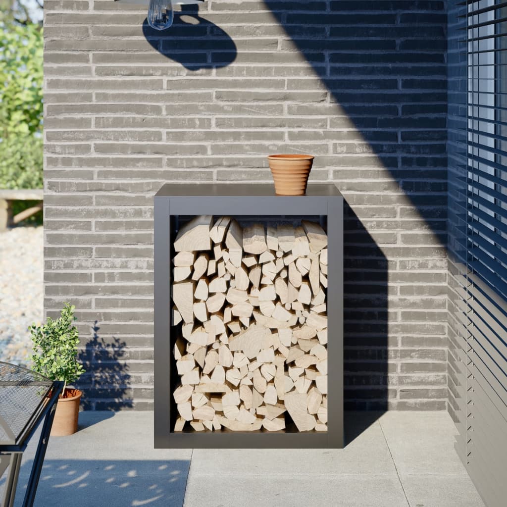 Stalak za drva za ogrjev antracit 60x40x80 cm čelični