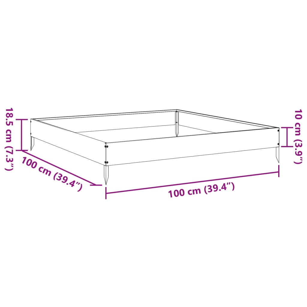 Povišena vrtna gredica crni 100 x 100 x 18,5 cm od čelika
