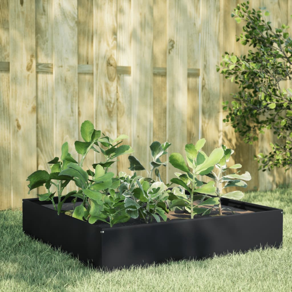 Povišena vrtna gredica crni 100x100x33,5 cm od čelika