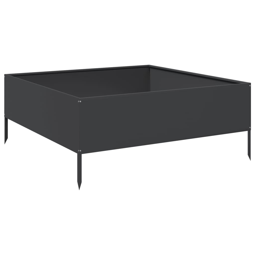 Povišena vrtna gredica crna 100x100x25 cm od čelika