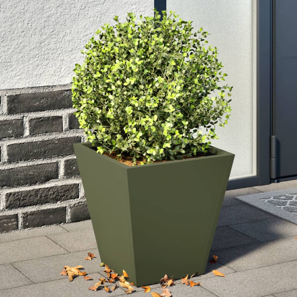 Vrtne sadilice 2 kom maslinastozelene 30x30x30 cm čelične