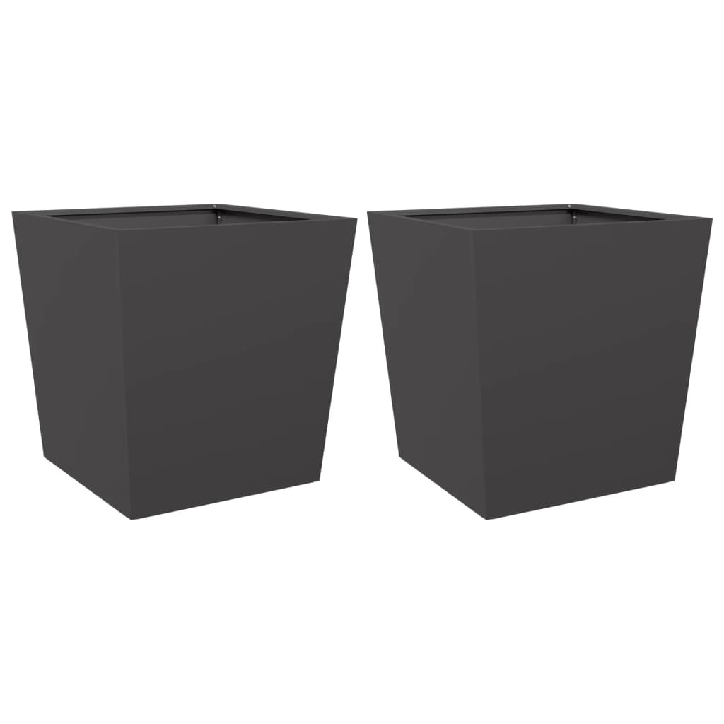 Vrtne sadilice 2 kom crne 50 x 50 x 50 cm čelične