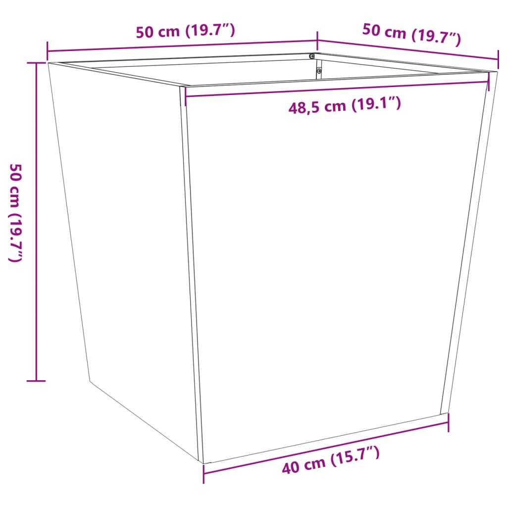 Vrtne sadilice 2 kom antracit 50 x 50 x 50 cm čelične