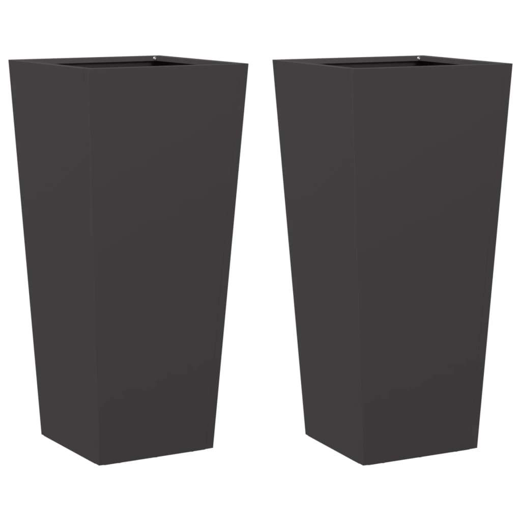 Vrtne sadilice 2 kom crne 35 x 35 x 75 cm čelične