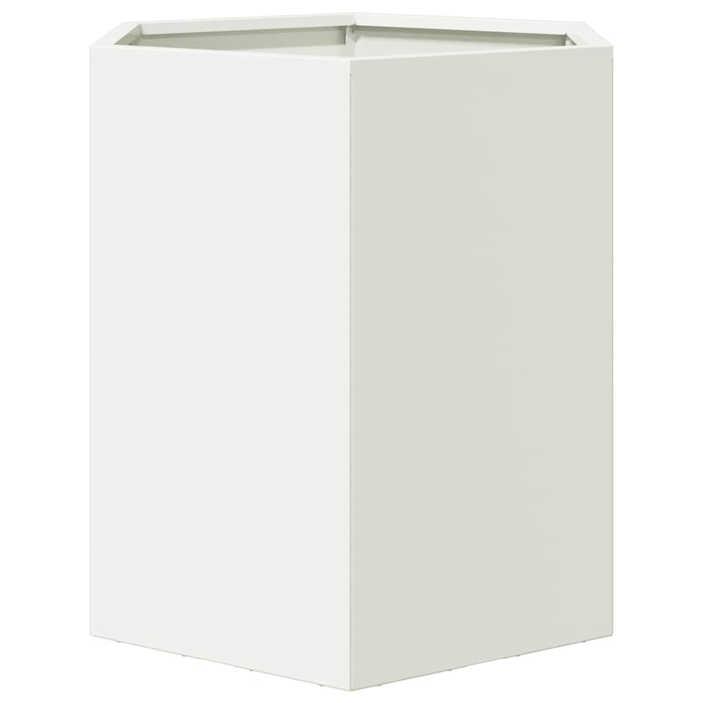 Vrtna sadilice 2 kom bijela šesterokutna 46x40x45 cm čelična