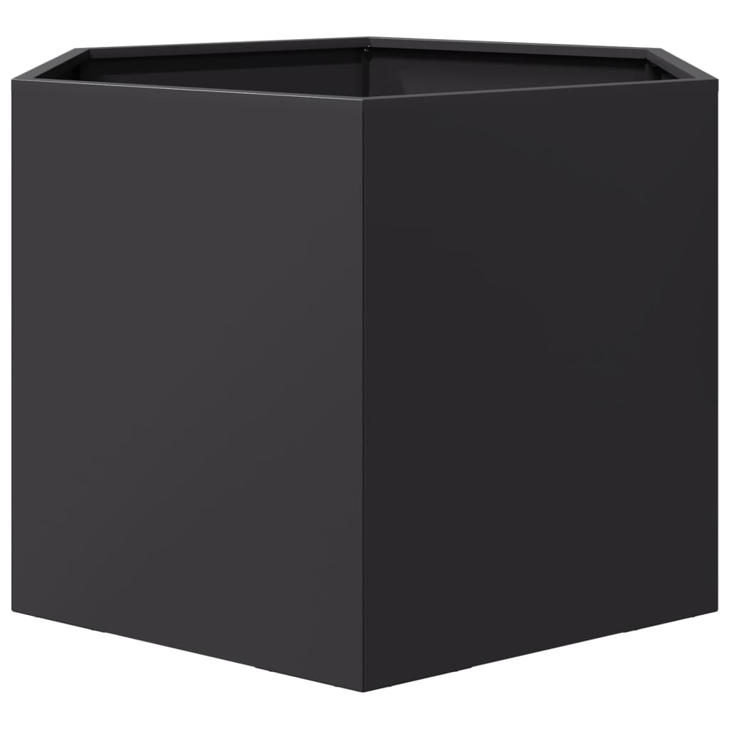 Vrtna sadilica crna šesterokutna 69x60x45 cm čelična