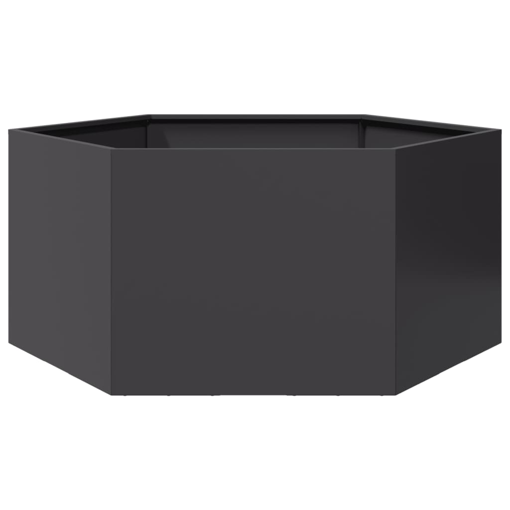 Vrtna sadilica crna šesterokutna 104 x 90 x 45 cm čelična