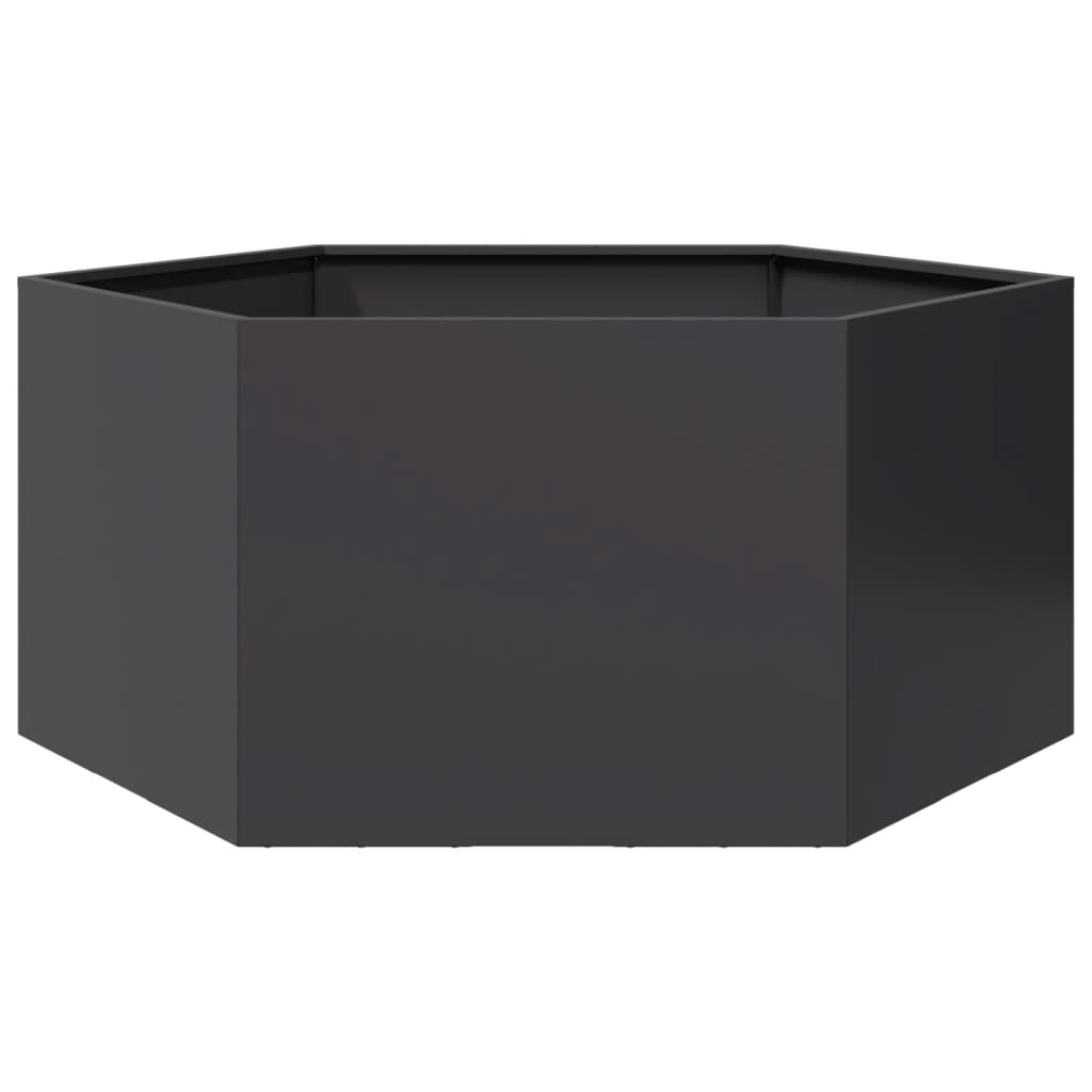 Vrtna sadilica crna šesterokutna 104 x 90 x 45 cm čelična