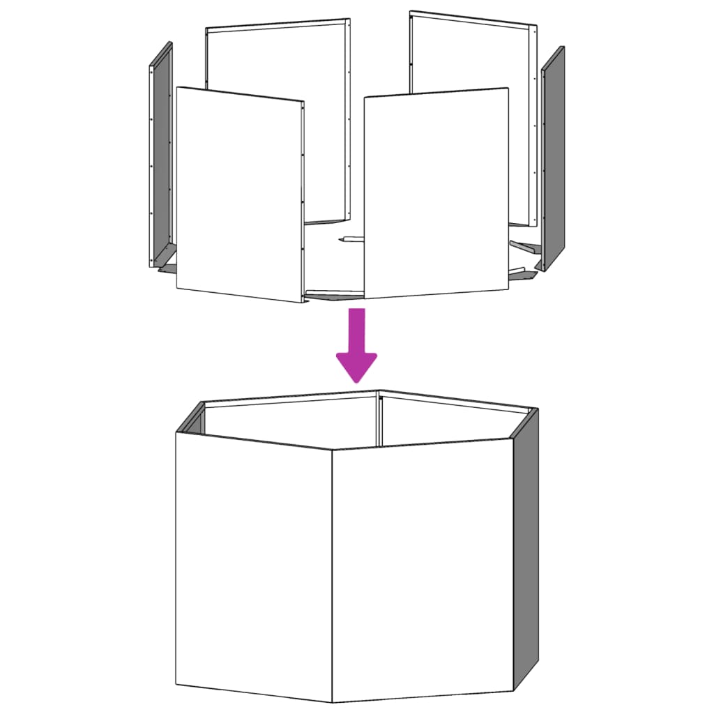 Vrtna sadilica crna šesterokutna 104 x 90 x 45 cm čelična