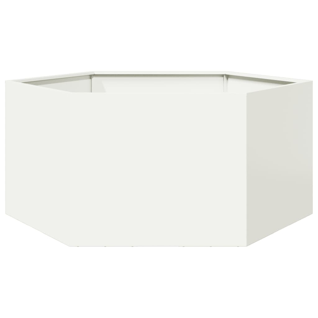 Vrtna sadilica bijela šesterokutna 104 x 90 x 45 cm čelična