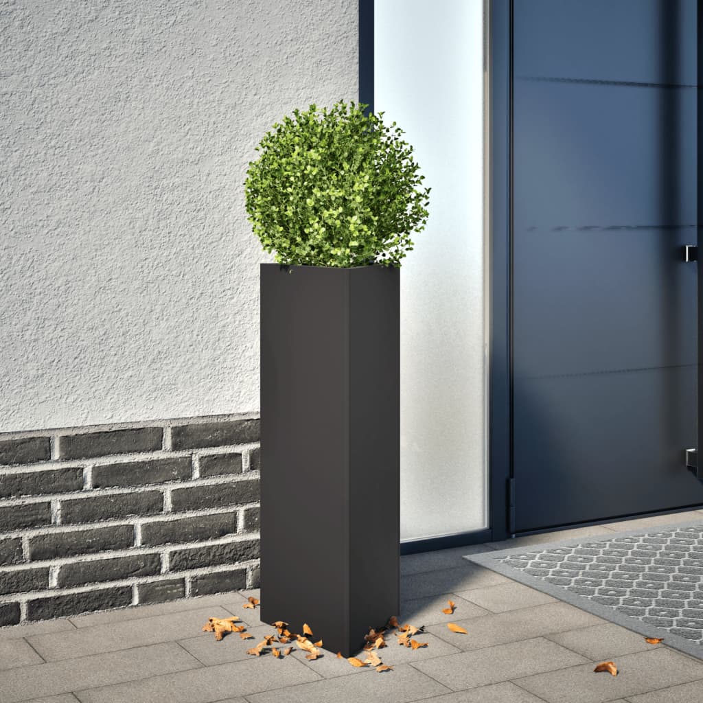Vrtne sadilice 2 kom crne trokutaste 30x26x75 cm čelične