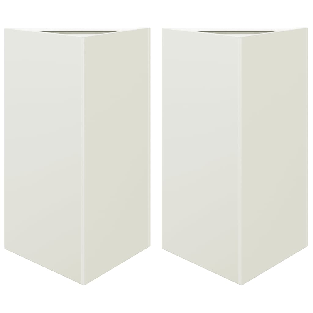 Vrtne sadilice 2 kom bijele trokutaste 50x43x75 cm čelične