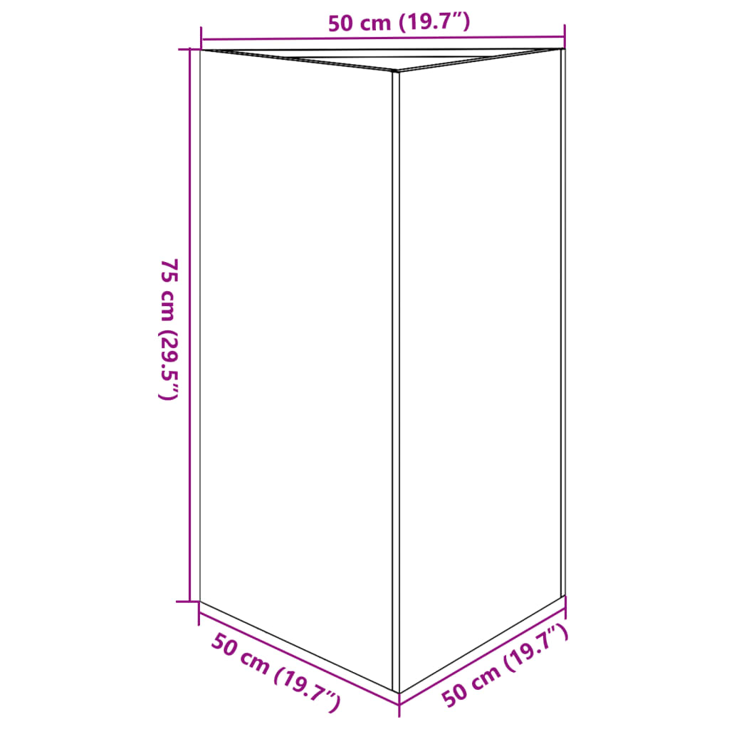 Vrtna sadilica antracit trokutasta 50x43x75 cm čelična