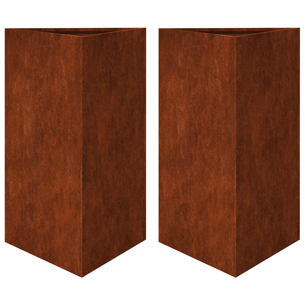 Vrtne žardinjere 2 kom trokutaste 50x43x75 cm Pohabani čelik