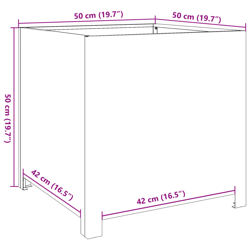 Vrtna sadilica antracit 50 x 50 x 50 cm od nehrđajućeg čelika