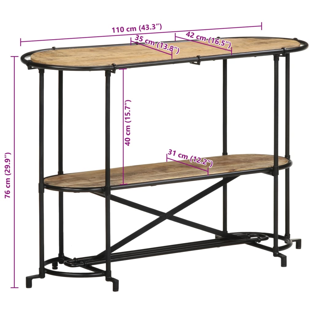 Konzolni stol 110x42x76 cm od masivnog grubog drva manga