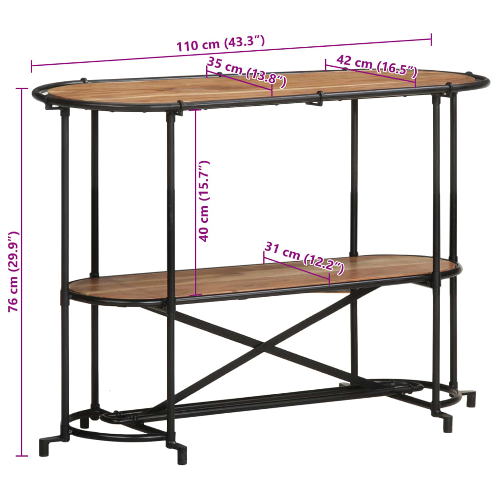 Konzolni stol 110x42x76 cm od masivnog drva bagrema