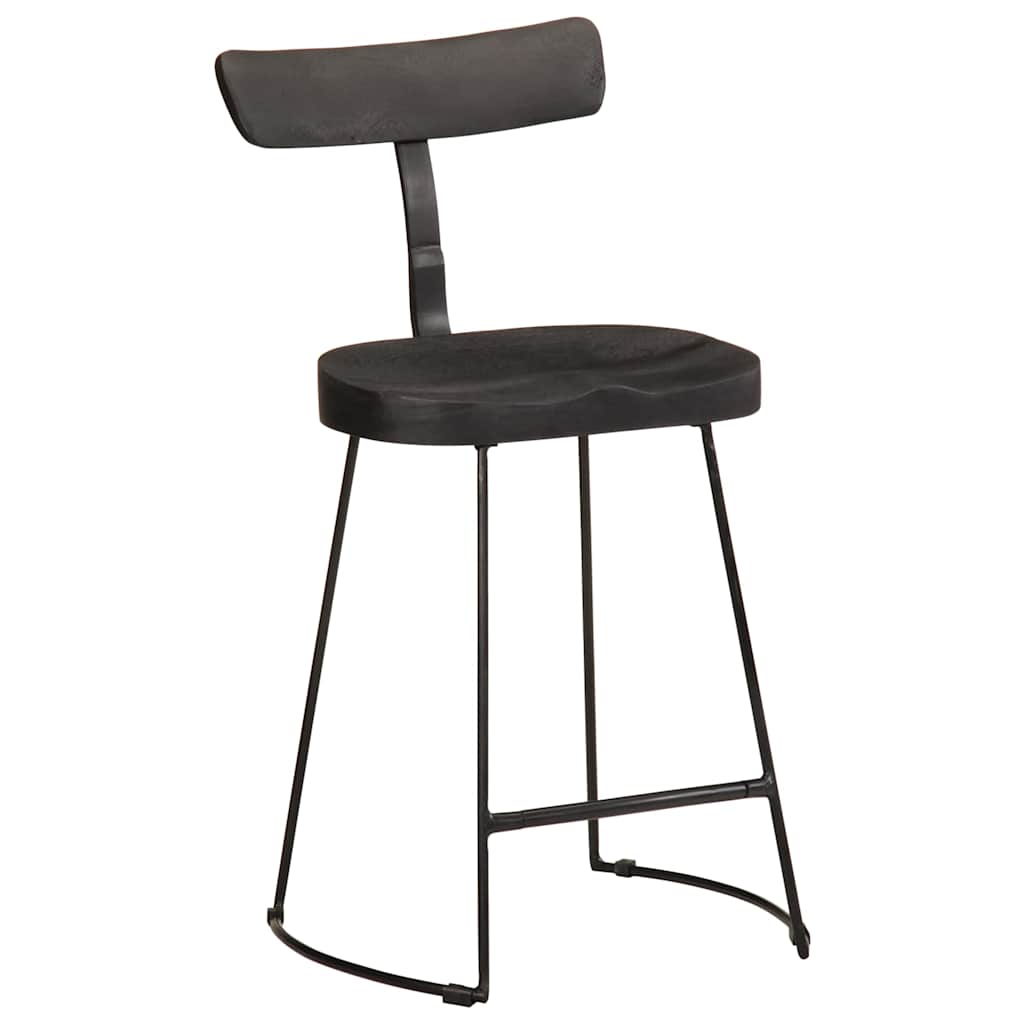 Barski stolci 2 kom crni 49x43x79 cm masivnog drva manga