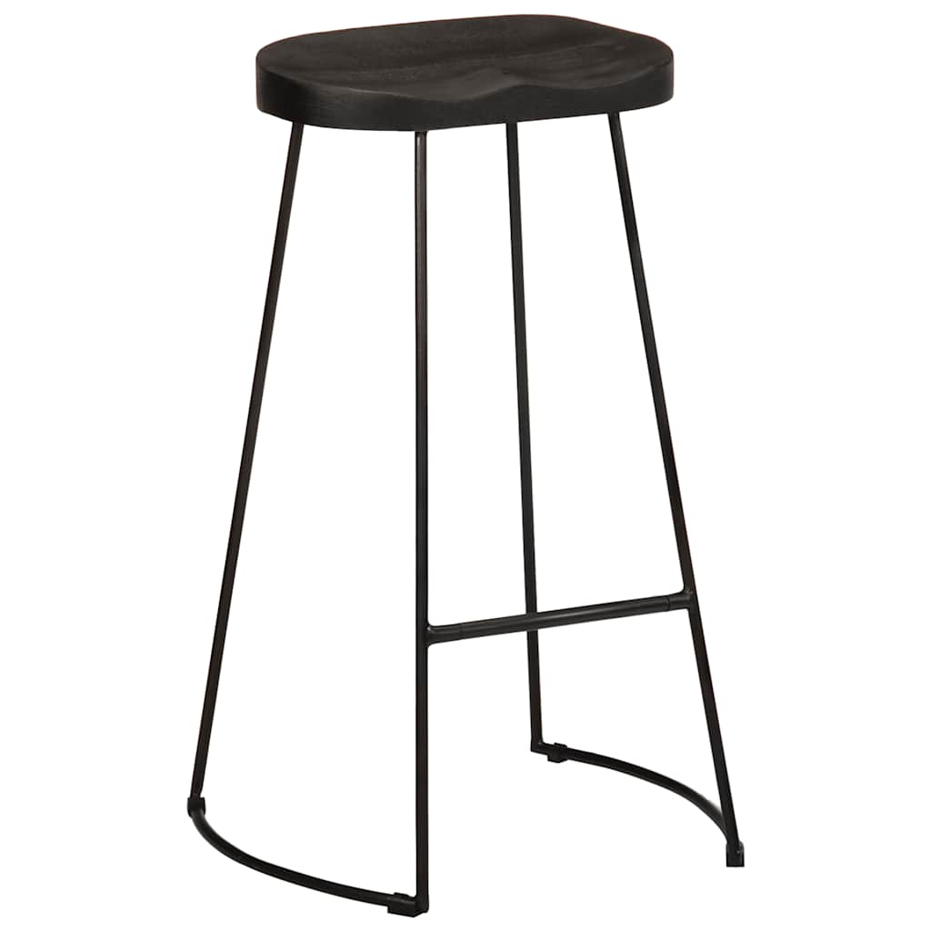 Barski stolci 2 kom crni 45x40x78 cm masivnog drva manga