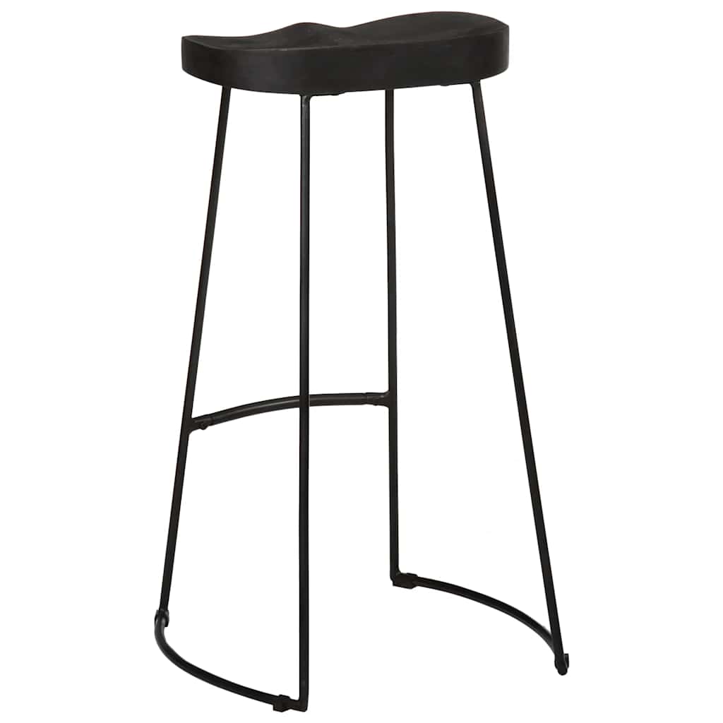 Barski stolci 2 kom crni 45x40x78 cm masivnog drva manga