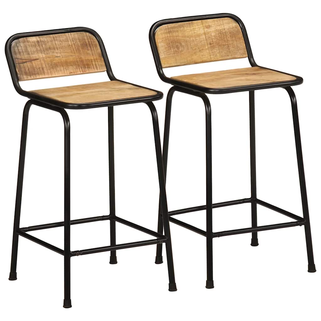 Barske stolice 2 kom 46x35,5x80 cm puno drvo grubo mango