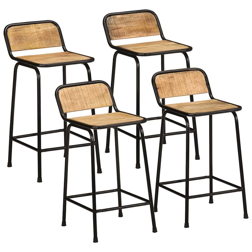Barski stolci 4 kom 46x35,5x80 cm masivnog grubog drva manga