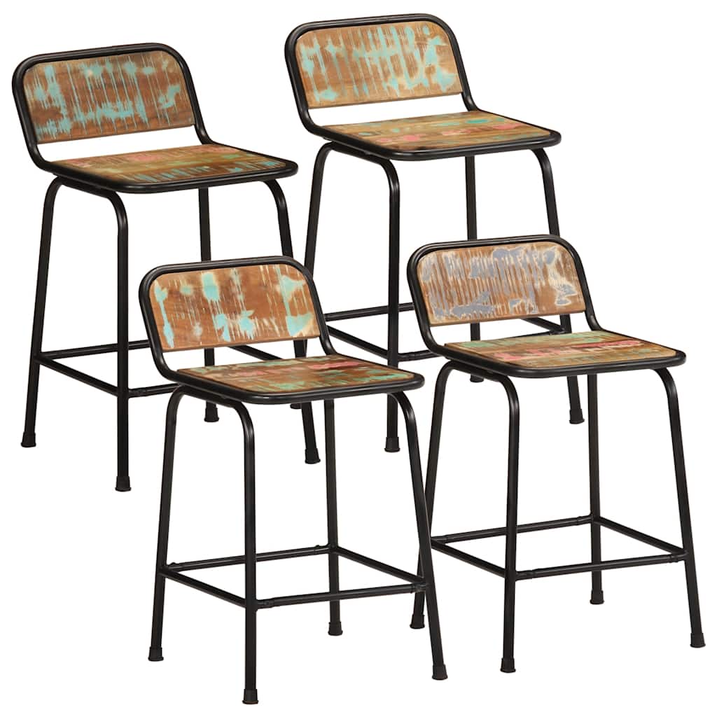 Barski stolci 4 kom 46x35,5x70 cm masivnog obnovljenog drva
