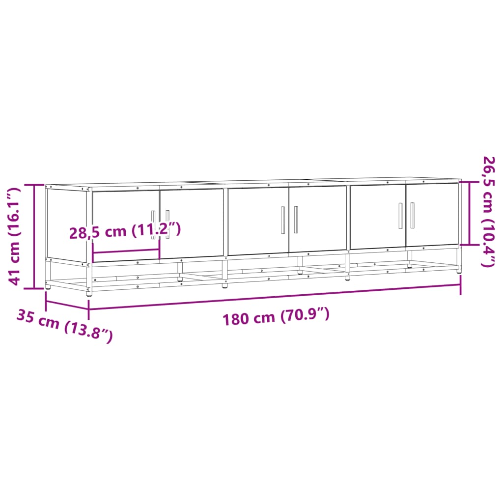 TV ormarić boja dimljenog hrasta 180x35x41 cm konstruirano drvo