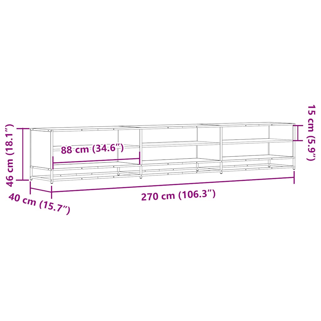 TV ormarić sonoma hrast 270x40x46 cm konstruirano drvo