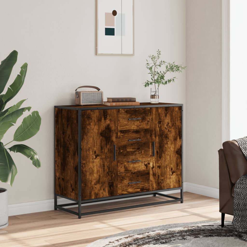 Komoda dimljeni hrast 92x35x76 cm konstruirano drvo