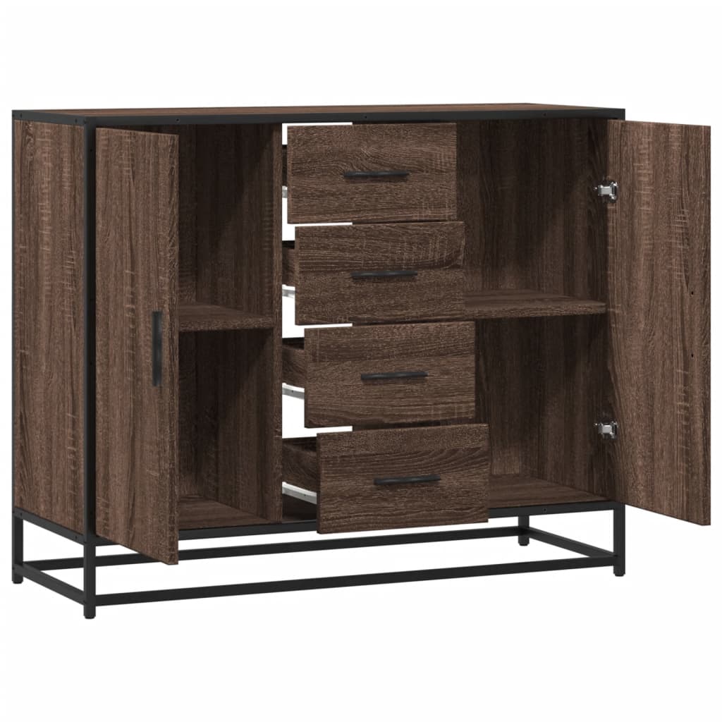 Komoda smeđi hrast 92x35x76 cm izrađeno drvo