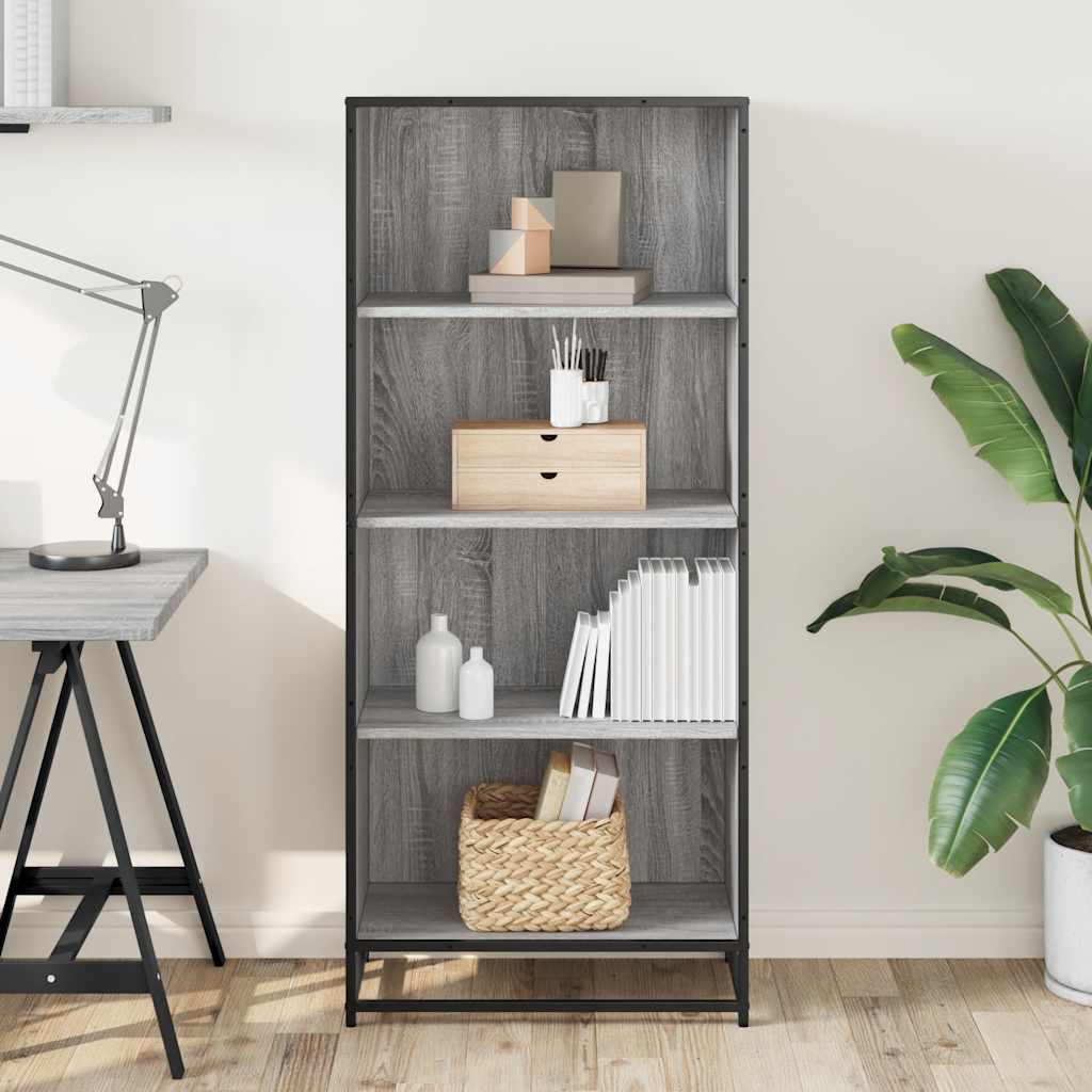 Polica za knjige Siva Sonoma 60x35x139 cm Konstruirano drvo