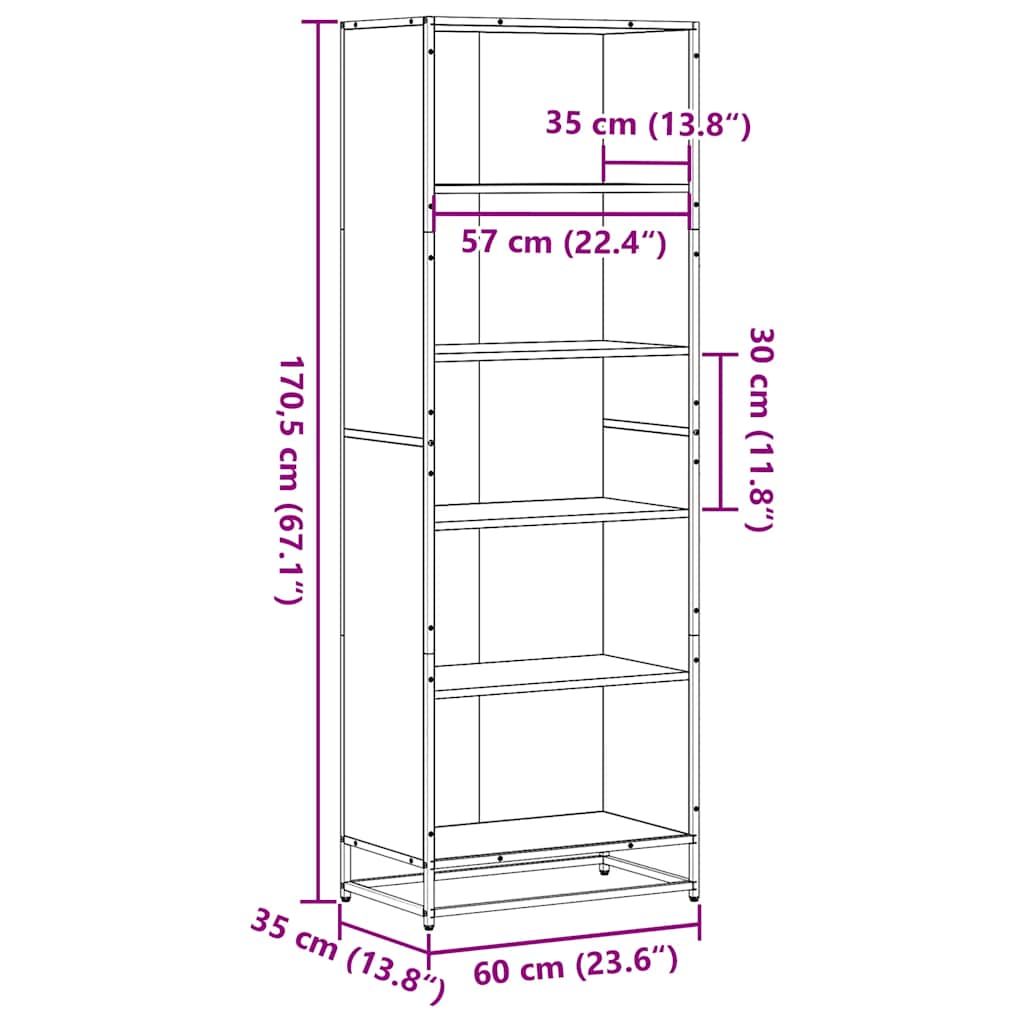 Polica za knjige smeđi hrast 60x35x170,5 cm izrađeno drvo