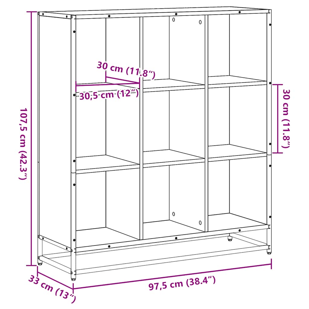 Polica za knjige crna 97,5x33x107,5cm Konstruirano drvo i metal