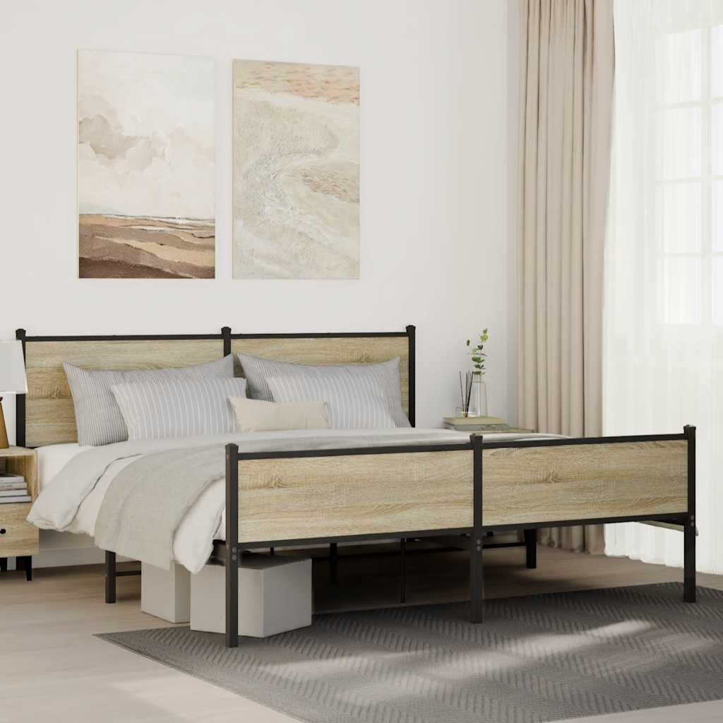 Metalni okvir kreveta bez madraca boja hrasta sonome 160x200 cm